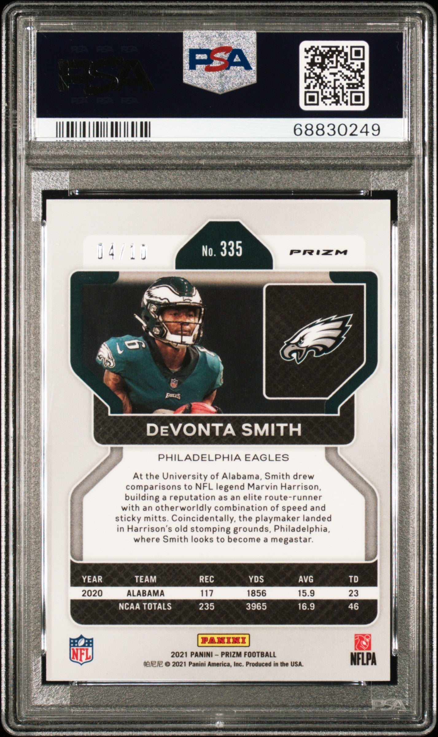 2021 Panini Prizm #335 Devonta Smith Gold Prizm PSA 9