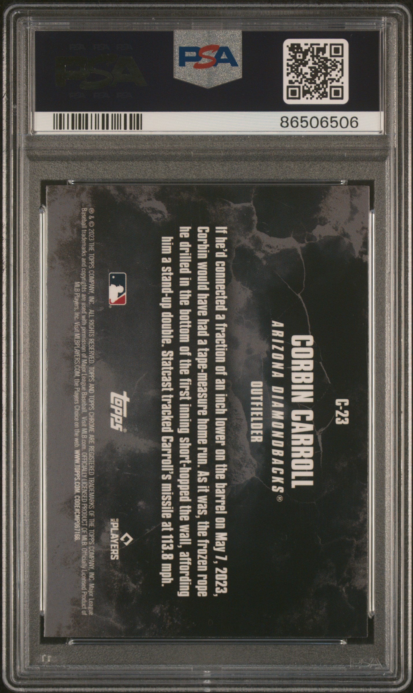 2023 Topps Chrome Update Crushed #C23 Corbin Carroll PSA 10