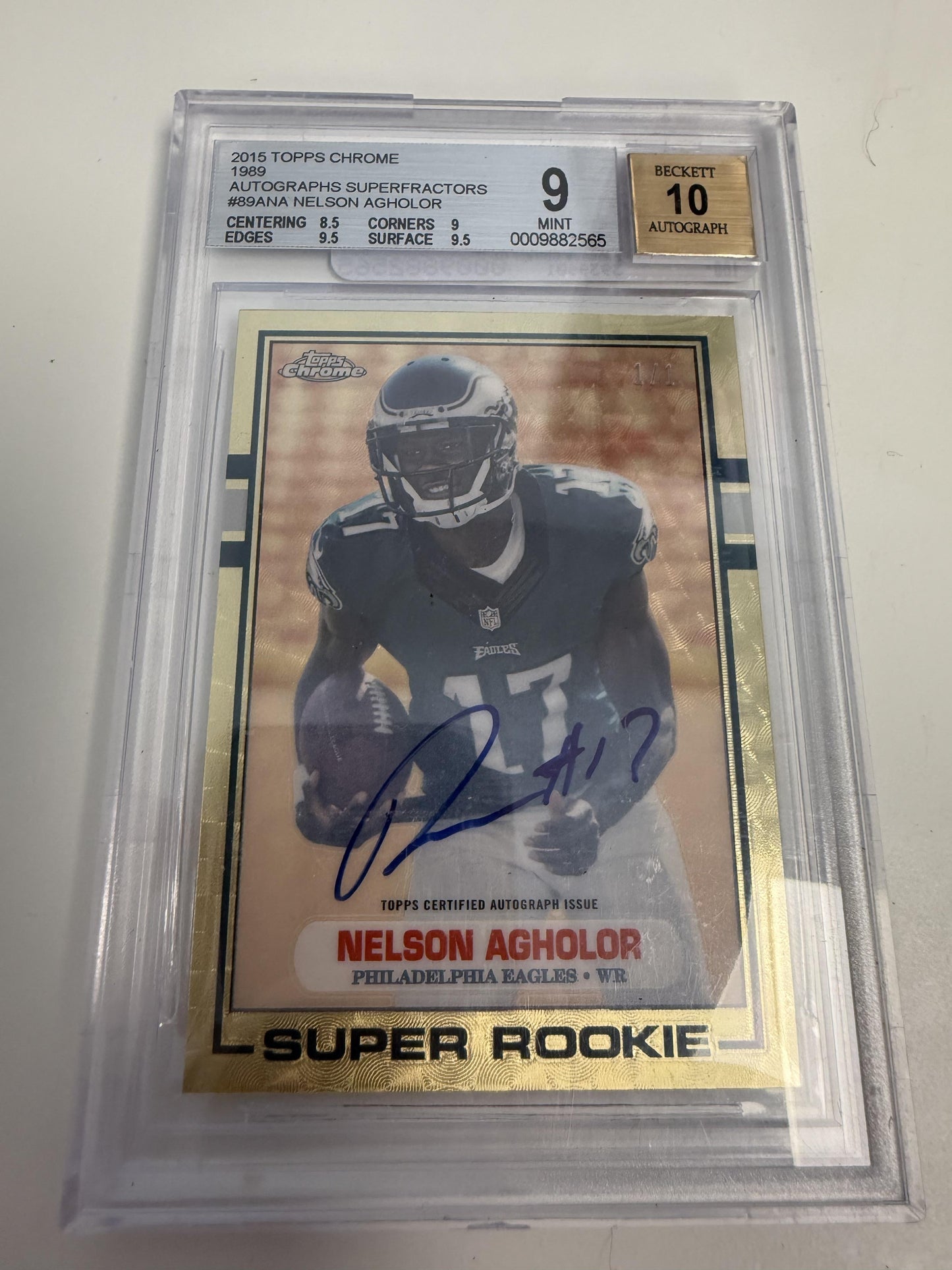 2015 Topps Chrome Nelson Agholor Topps Super Rookies Superfractor BGS 9 1/1