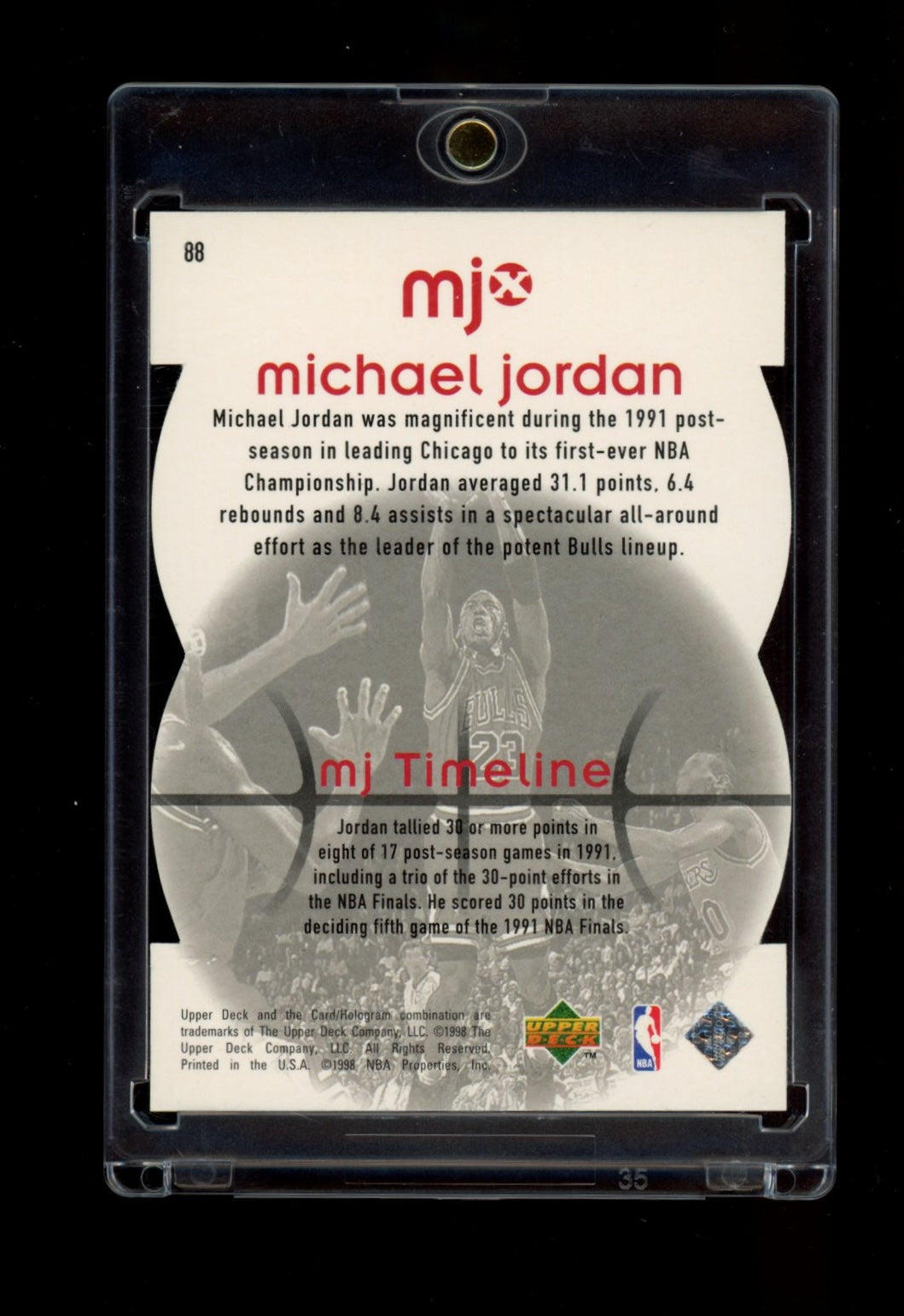 1998 Upper Deck MJx #88 Michael Jordan Timepieces Gold #/23