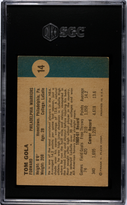 1961-62 Fleer #14 Tom Gola SGC A
