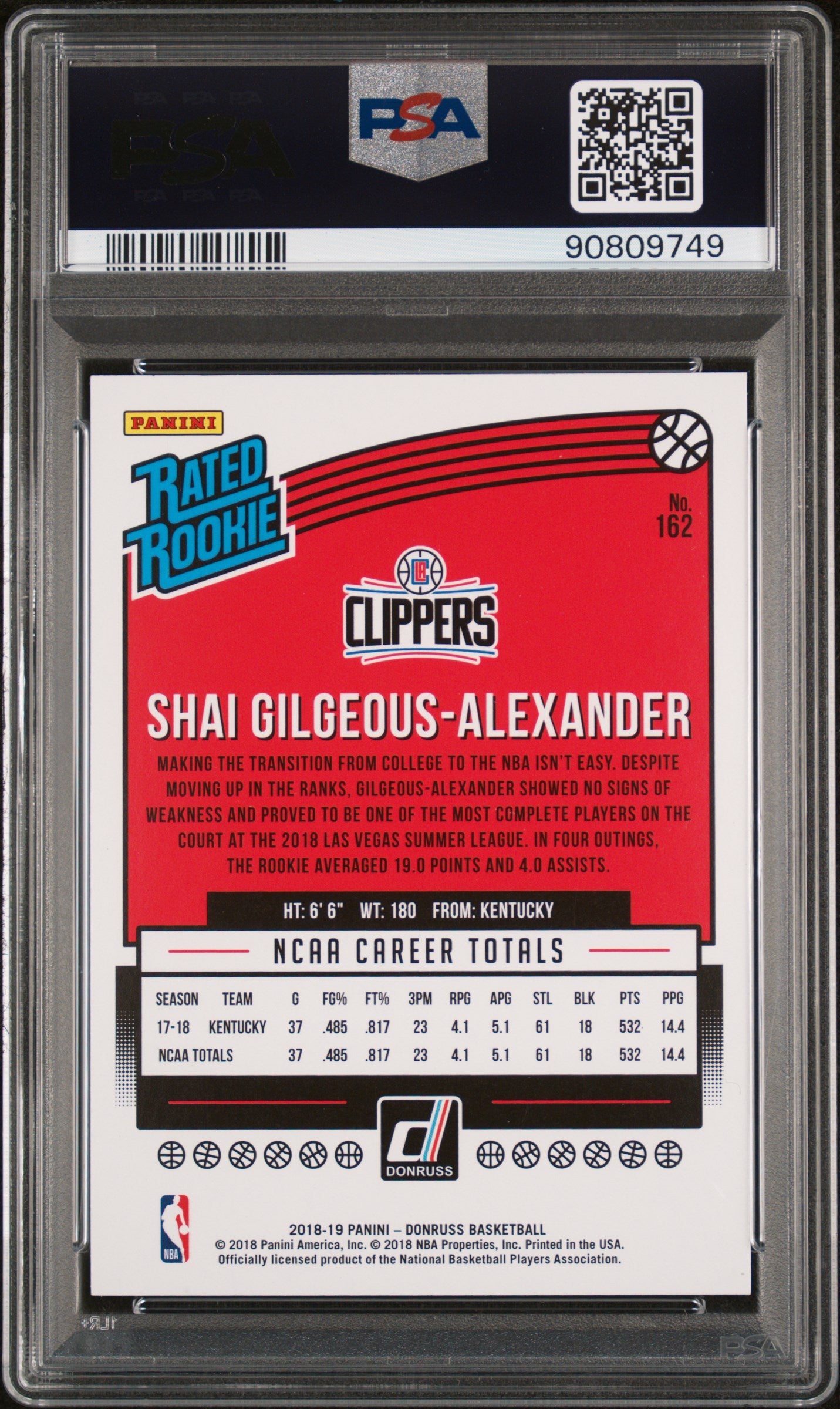 2018 Panini Donruss #162 S.Gilgeous-Alexander PSA 10