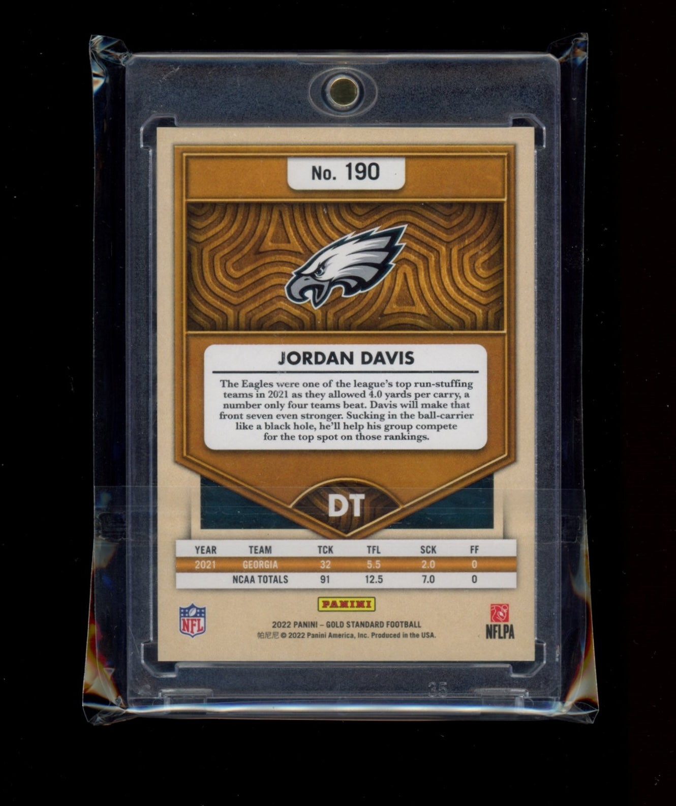 2022 Panini Gold Standard #190 Jordan Davis Sapphire #/5