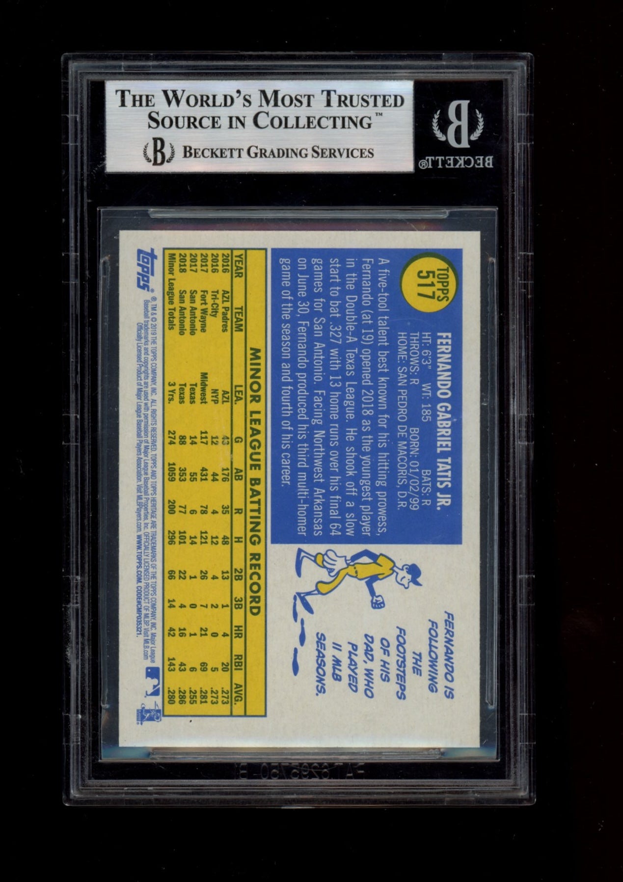 2019 Topps Heritage #517b Fernando Tatis Jr. BGS 9
