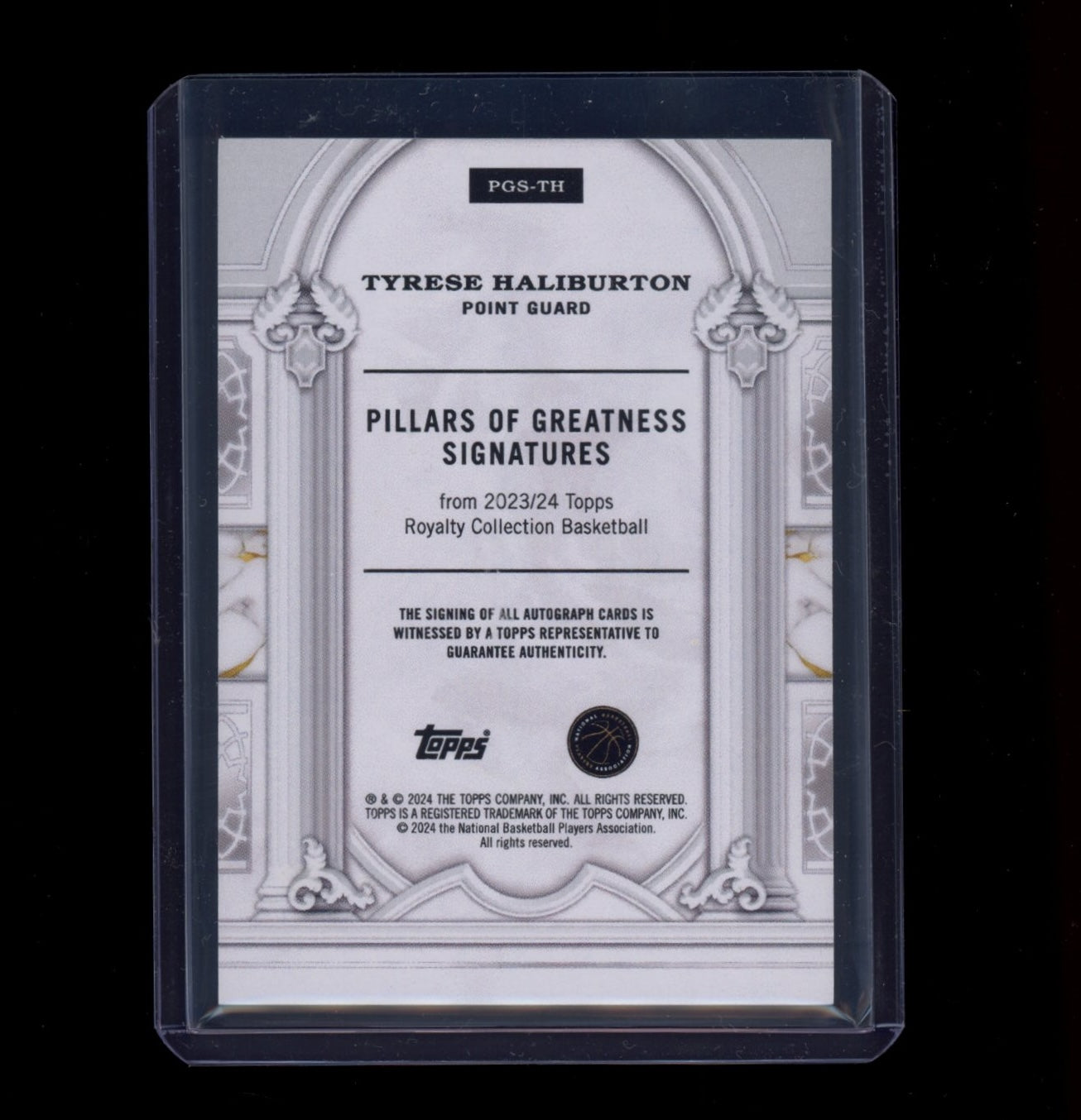 2023-24 Topps Royalty Tyrese Haliburton Pillars of Greatness Sig Green #/5