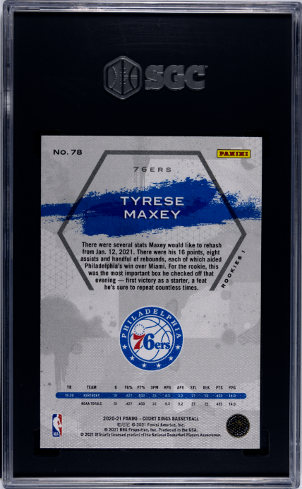 2020-21 Panini Court Kings #78 Tyrese Maxey SGC 10