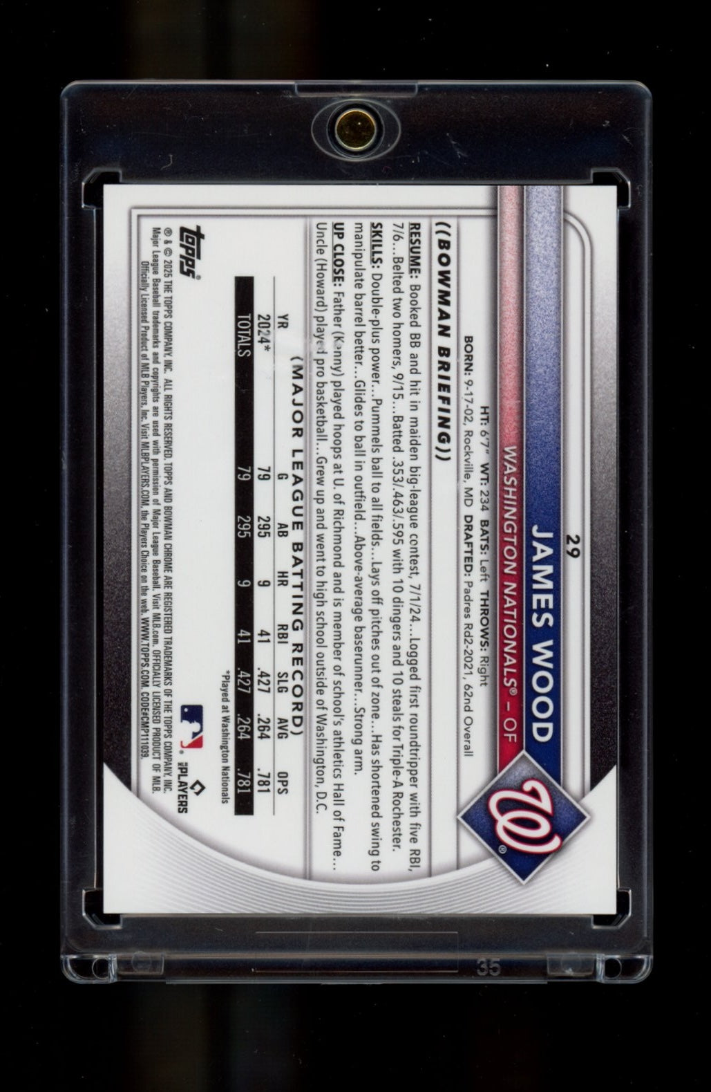 2025 Bowman Chrome #29 James Wood Gold Mojo #/50