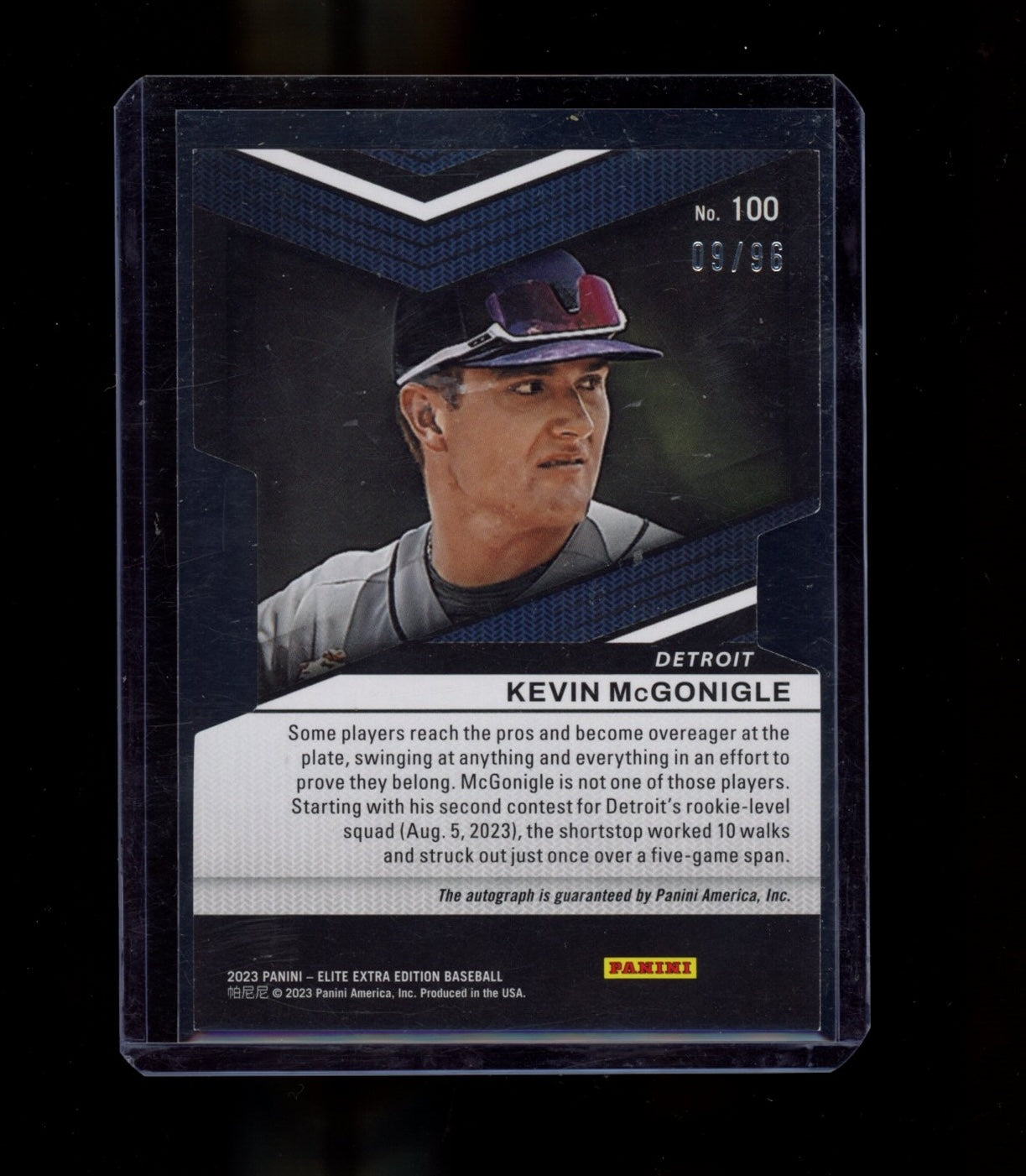 2023 Panini Elite Extra Edition #100 Kevin McGonigle Sig Aspir Die Cut #/96