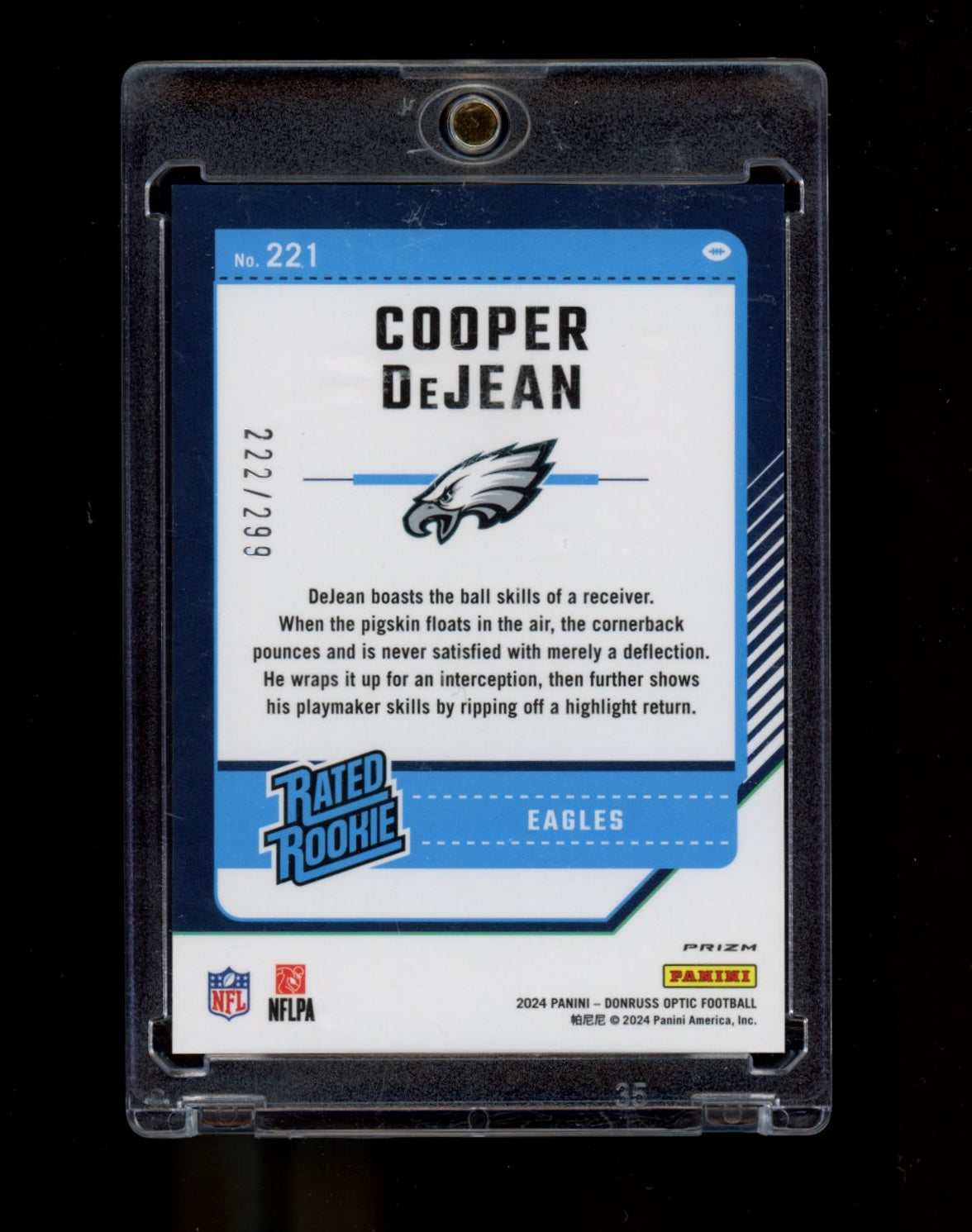 2024 Donruss Optic #221 Cooper DeJean Aqua #/299