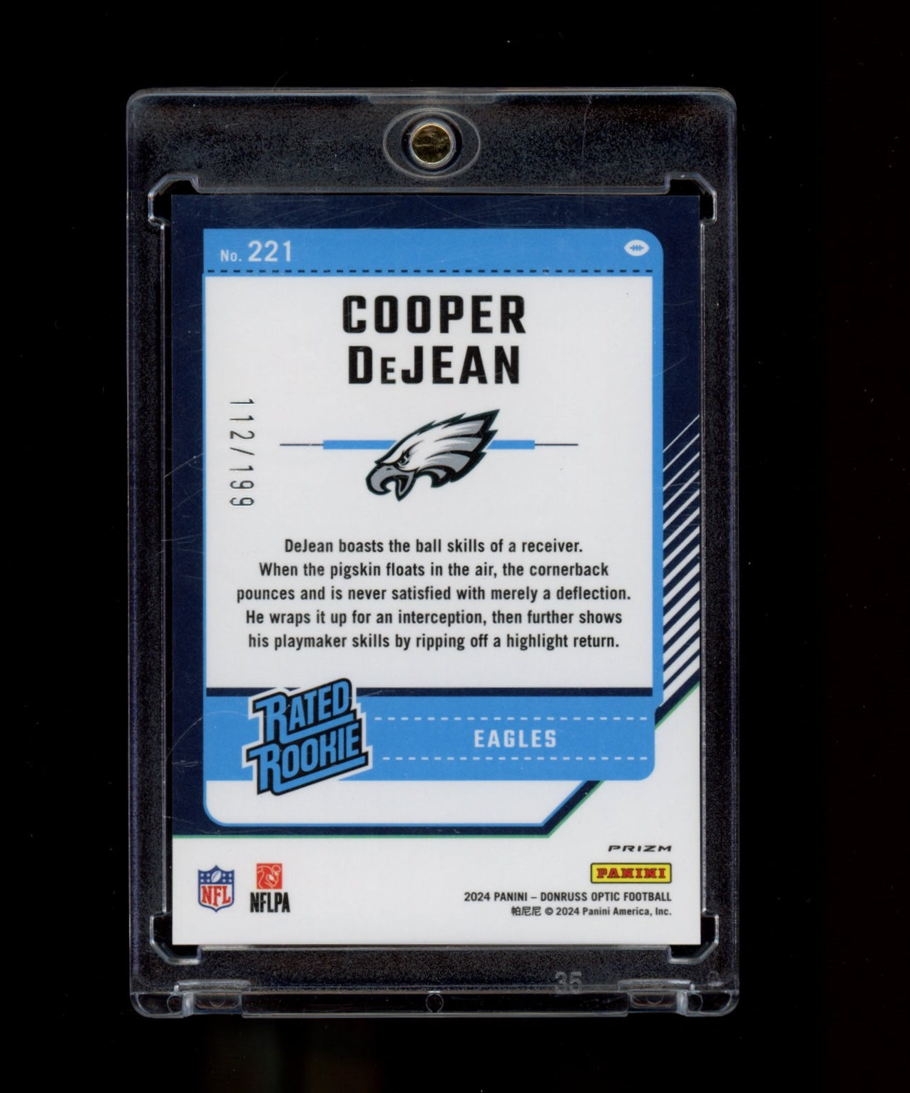 2024 Donruss Optic #221 Cooper DeJean Blue #/199