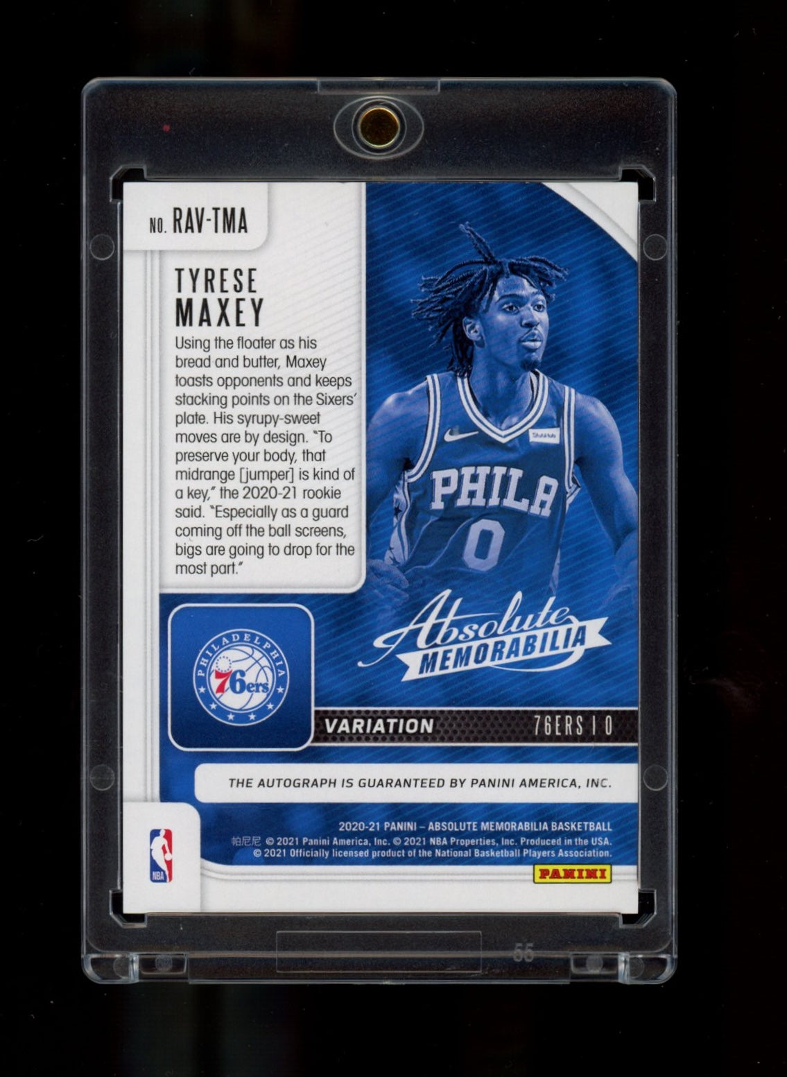 2020-21 Panini Absolute #RAV-TMA Tyrese Maxey Rookie auto Level 2 #/49