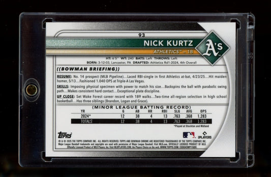 2025 Bowman Chrome #93b Nick Kurtz