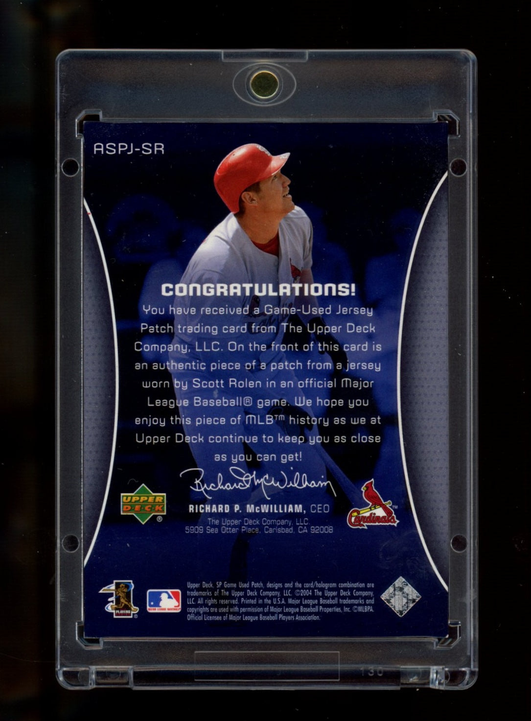 2004 SP Game Used Patch #ASPJ-SR Scott Rolen All-Star Number #/27