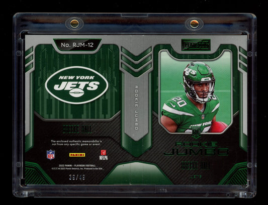 2022 Panini Playbook #RJM-12 Breece Hall Rookie Jumbo Booklet Prime #/49