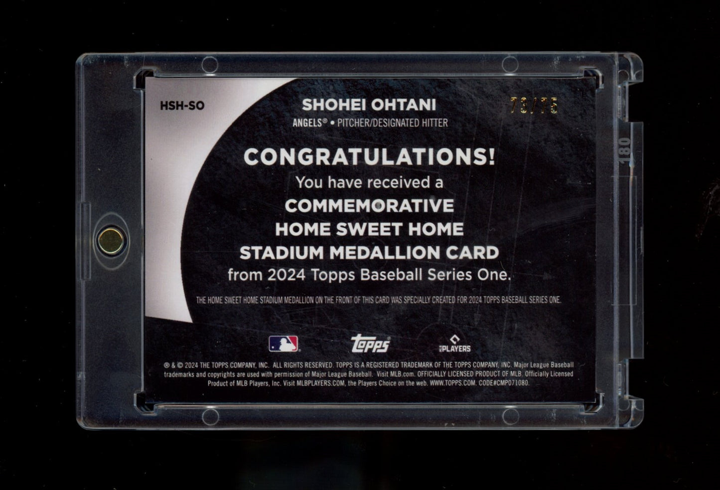2024 Topps #HSH-SO Shohei Ohtani Home Sweet Home Stadium Medallions Gold #/75