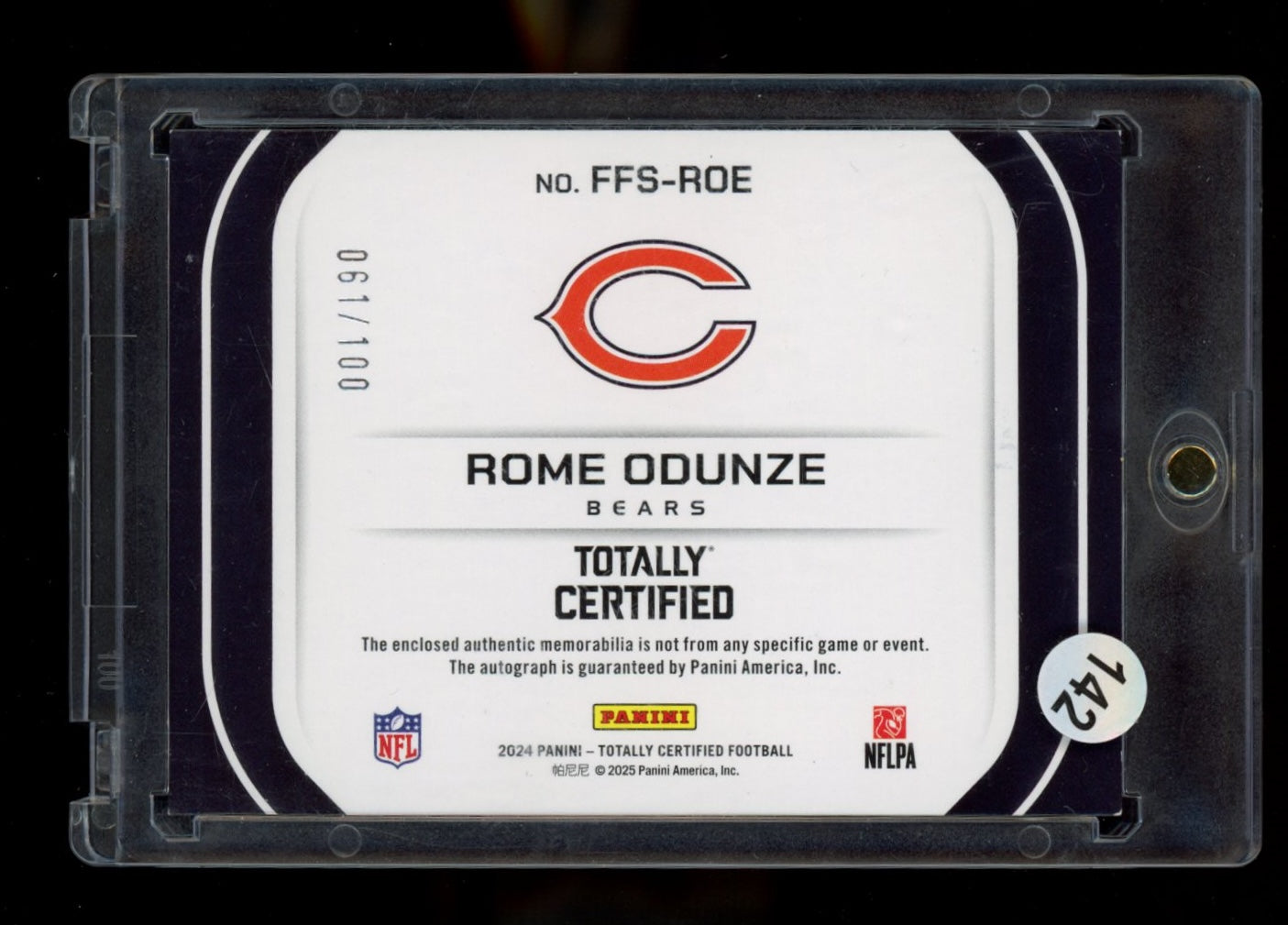 2024 Panini Totally Certified #FFSROE Rome Odunze RPA /100