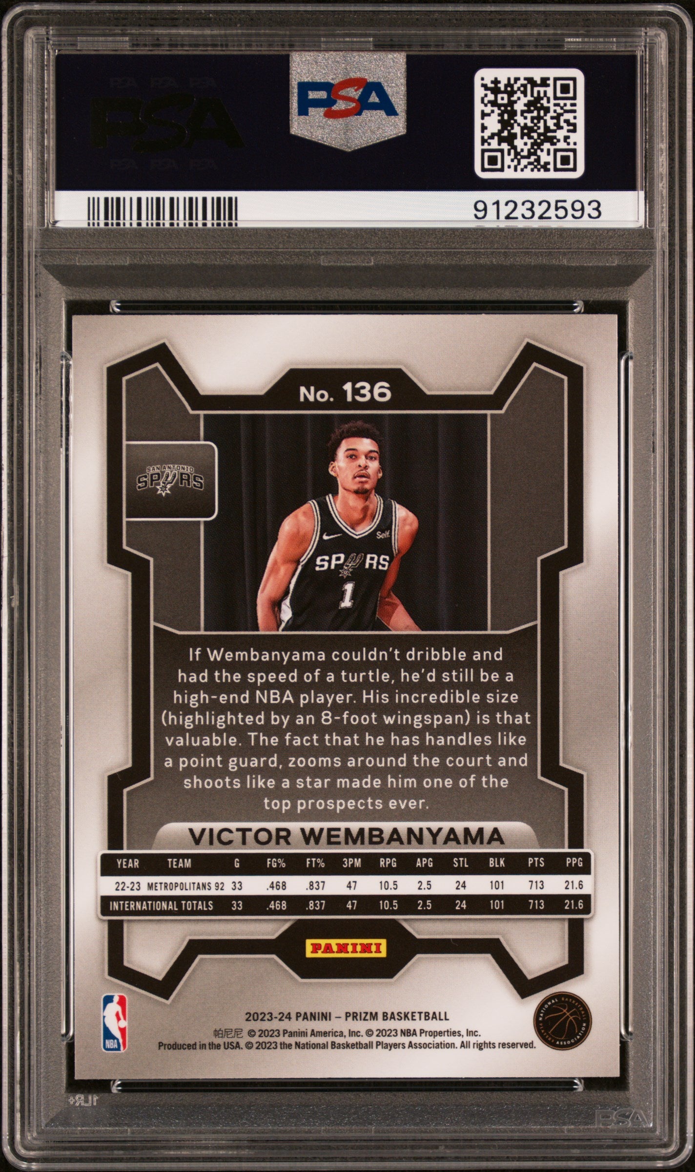 2023 Panini Prizm #136 Victor Wembanyama PSA 10