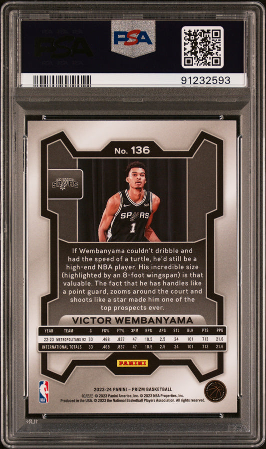 2023 Panini Prizm #136 Victor Wembanyama PSA 10