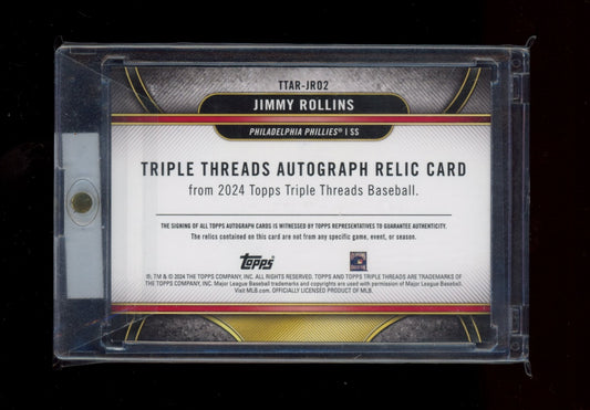 2024 Topps Triple Threads #Jimmy Rollins Triple Threads Auto Relics #/36 JSRY #