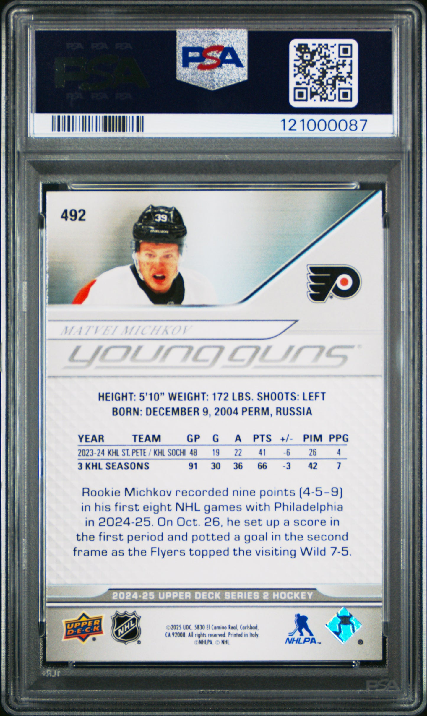 2024 Upper Deck #492 Matvei Michkov PSA 9