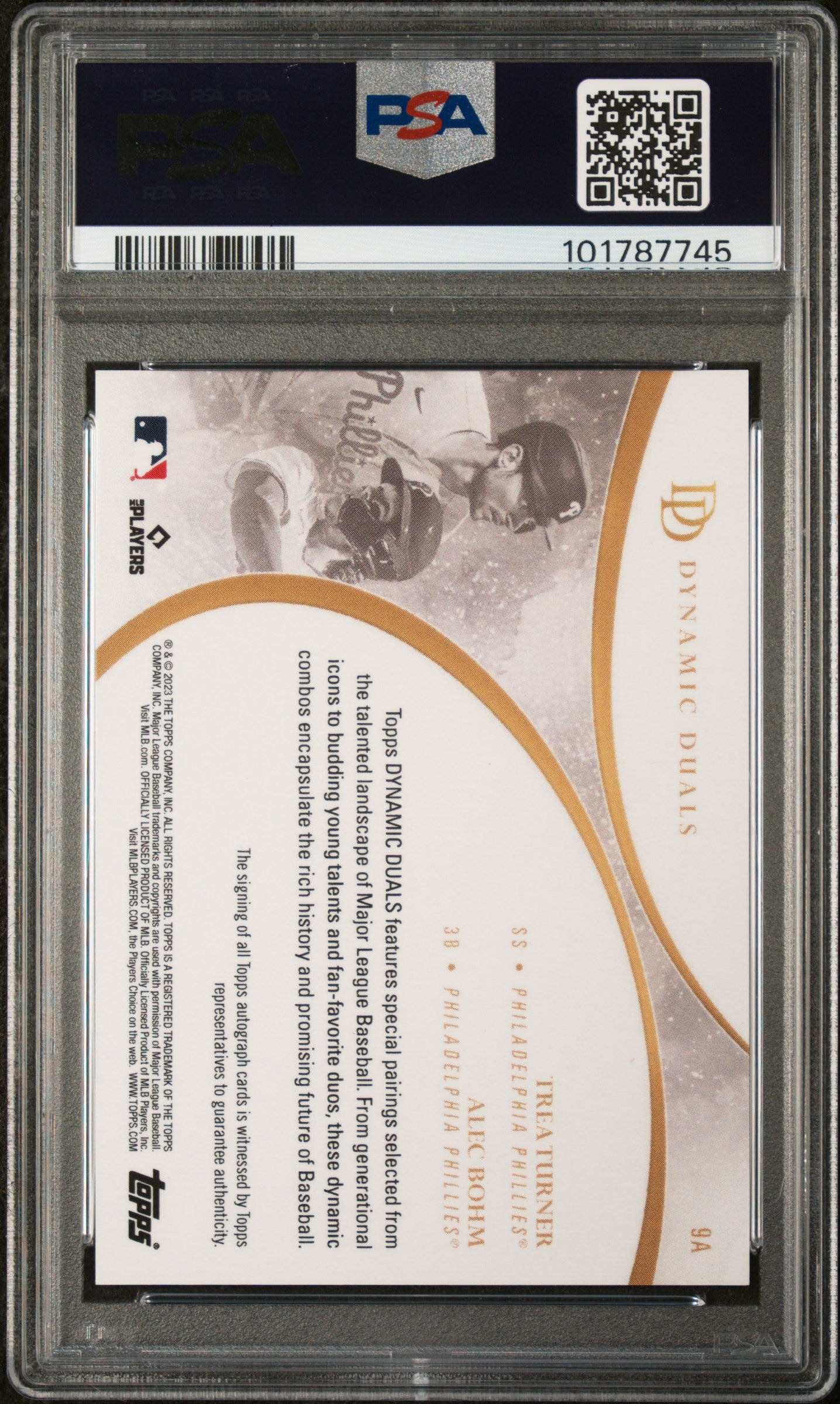 2023 Topps Dynamic Duals #9 Turner/Bohm Dual Autographs-Orange PSA 10