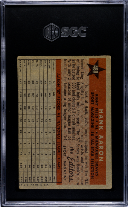1958 Topps #488 Hank Aaron All-Star SGC 2.5