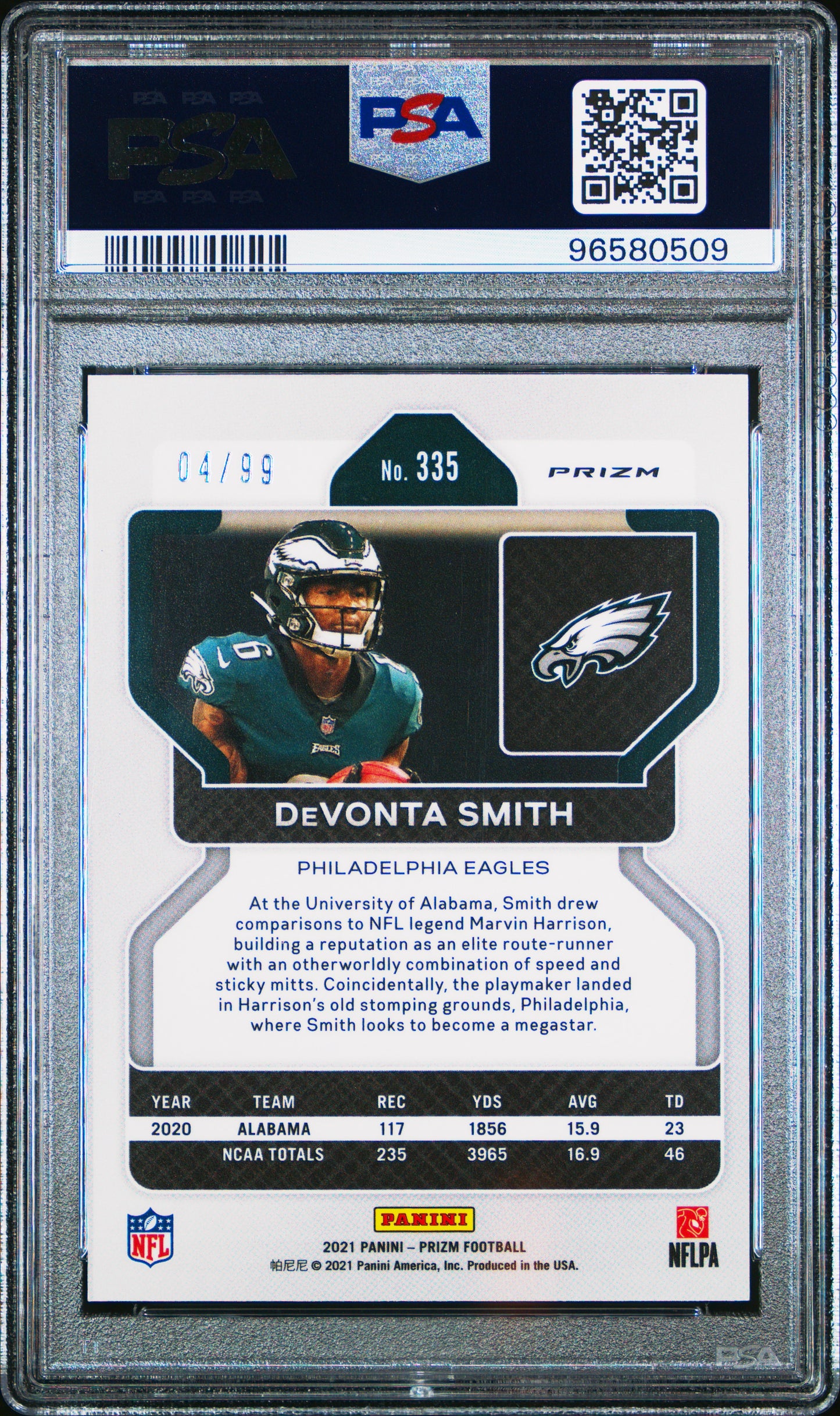 2021 Panini Prizm #335 Devonta Smith Blue Ice PSA 9