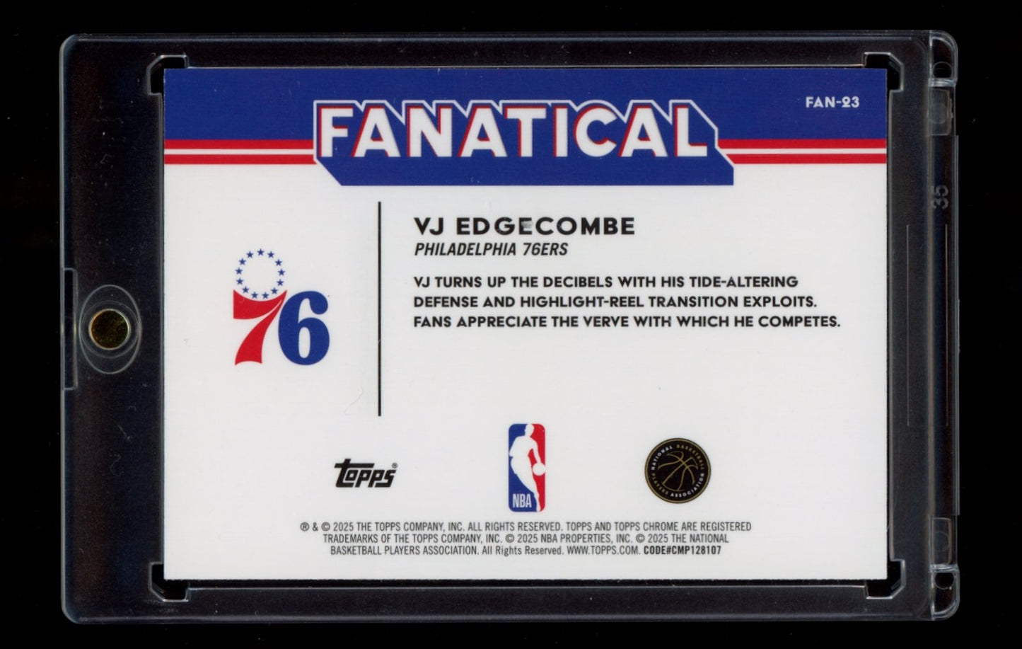 2025-26 Topps Chrome #FAN93 VJ Edgecombe Fanatical SSP