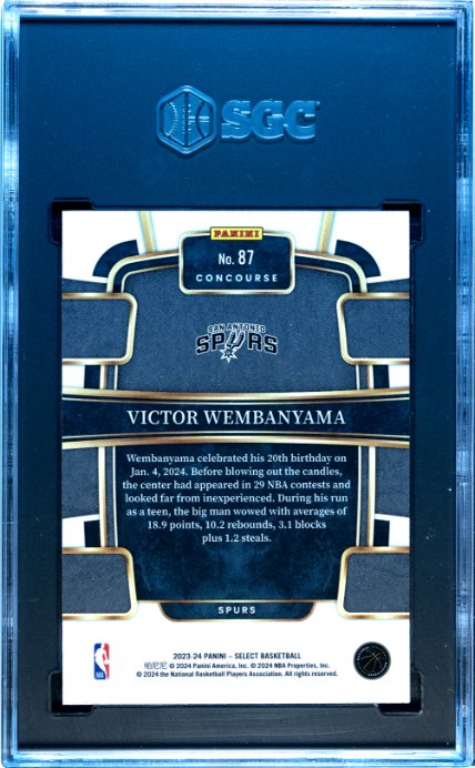 2023-24 Panini Select #87 Victor Wembanyama Blue Prizms SGC 10