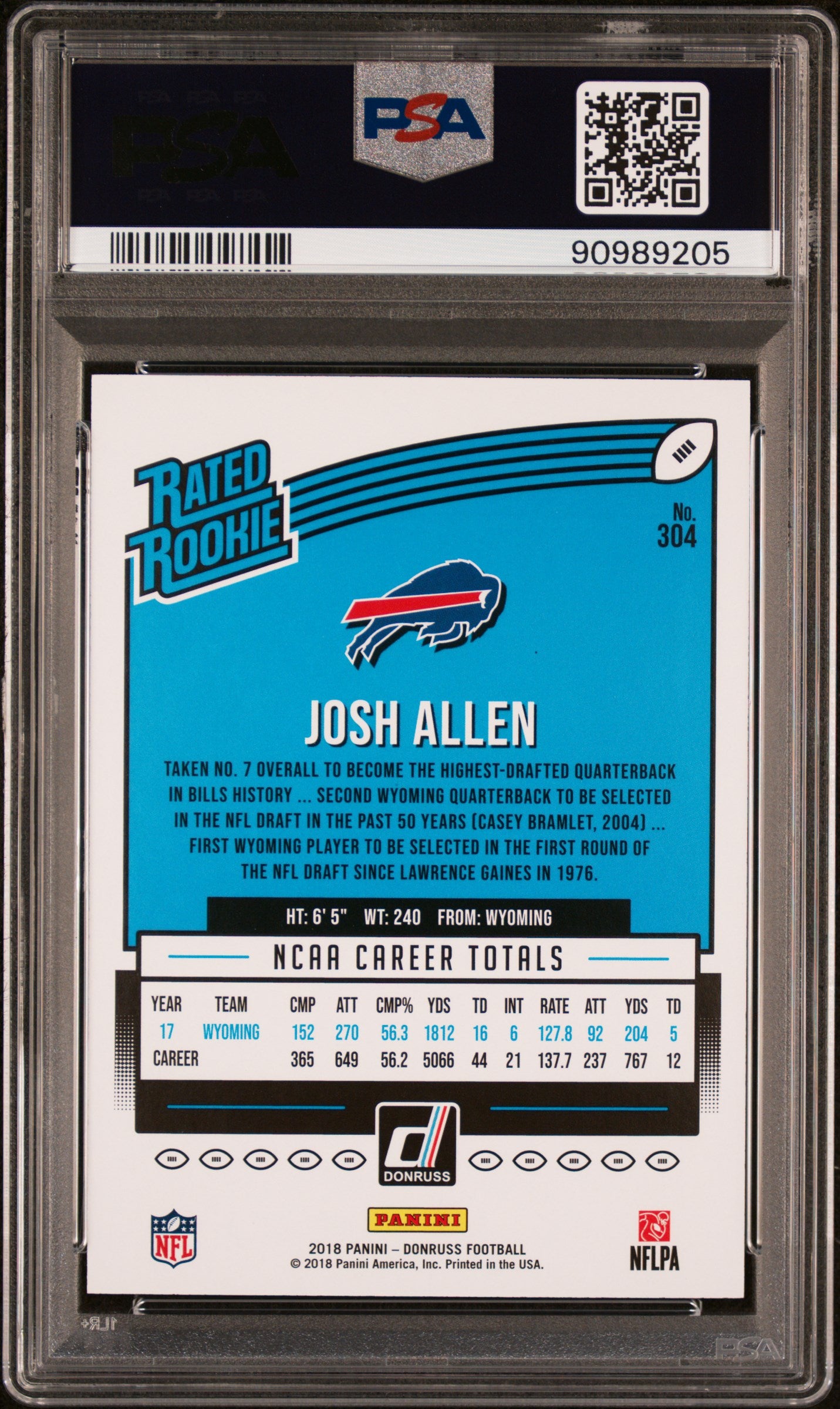 2018 Panini Donruss #304 Josh Allen PSA 9
