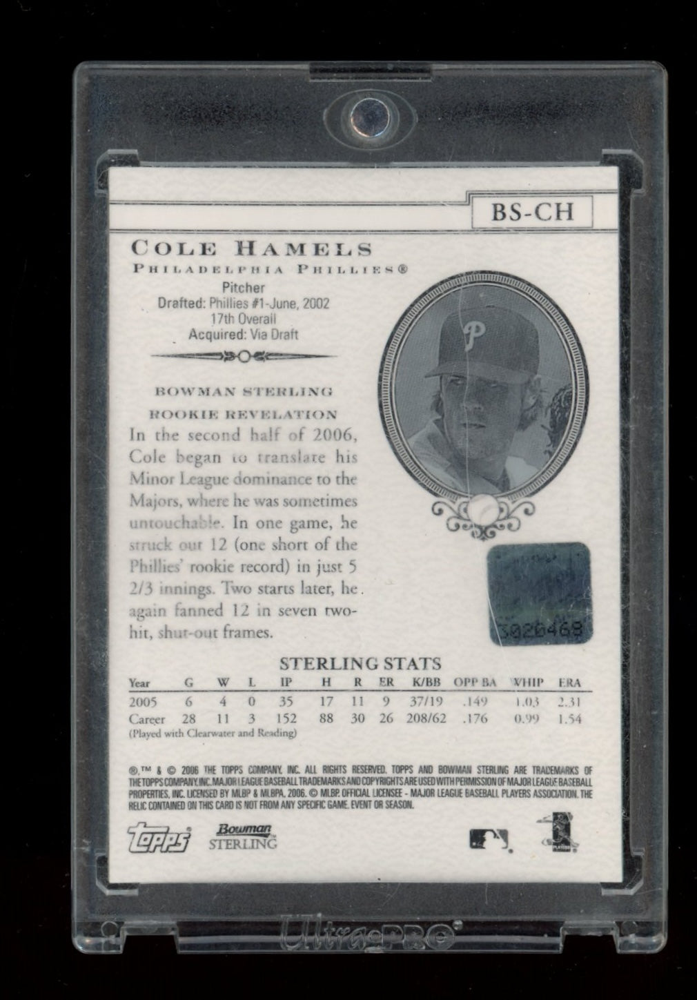 2006 Bowman Sterling #BS-CH Cole Hamels