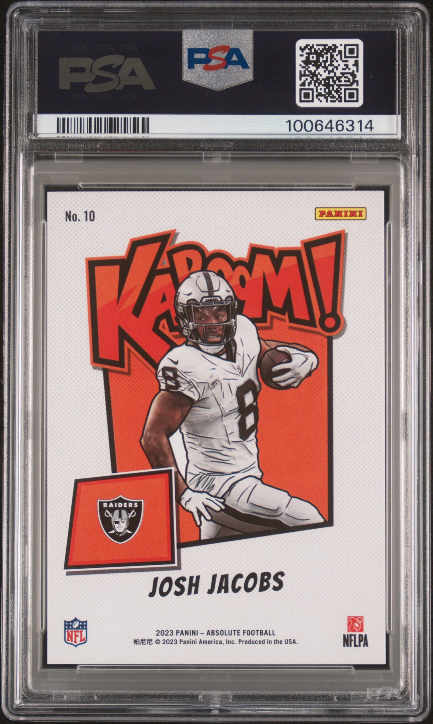 2023 Panini Absolute Kaboom! Horizontal #10 Josh Jacobs PSA 9
