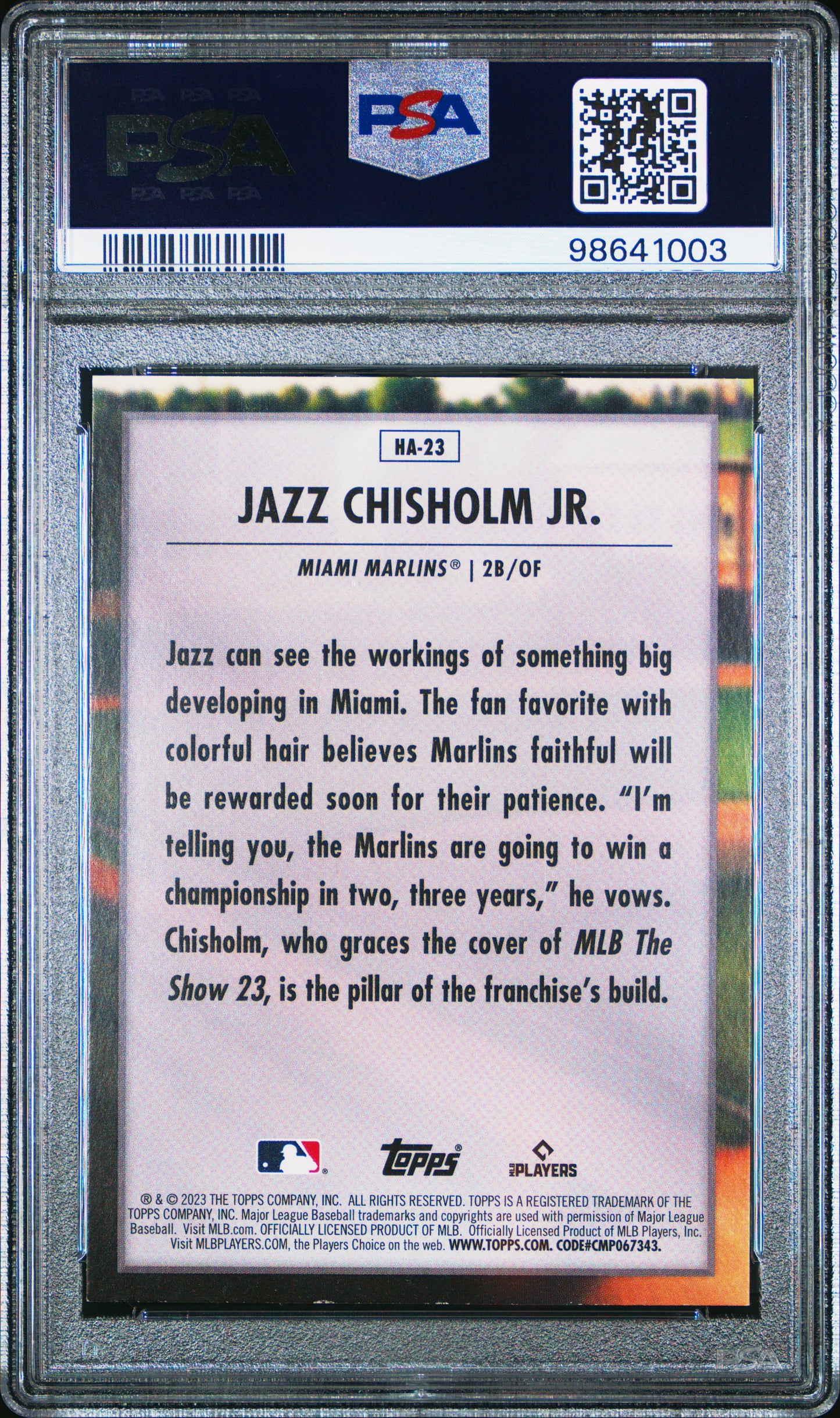 2023 Topps Home Field Advantage #HA23 Jazz Chisholm Home Field Advantage PSA 9