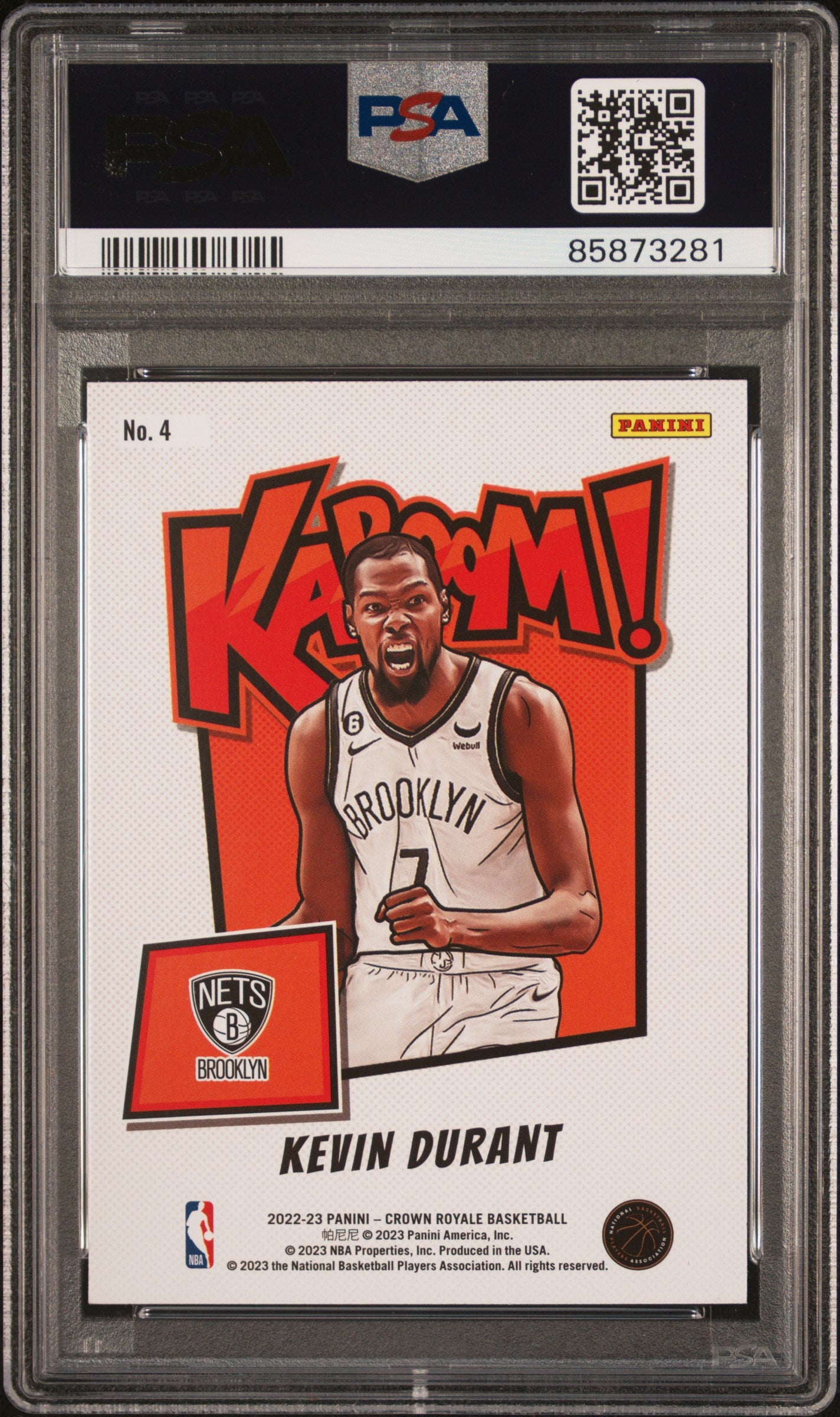 2022 Panini Crown Royale Kaboom! #4 Kevin Durant Kaboom! PSA 9