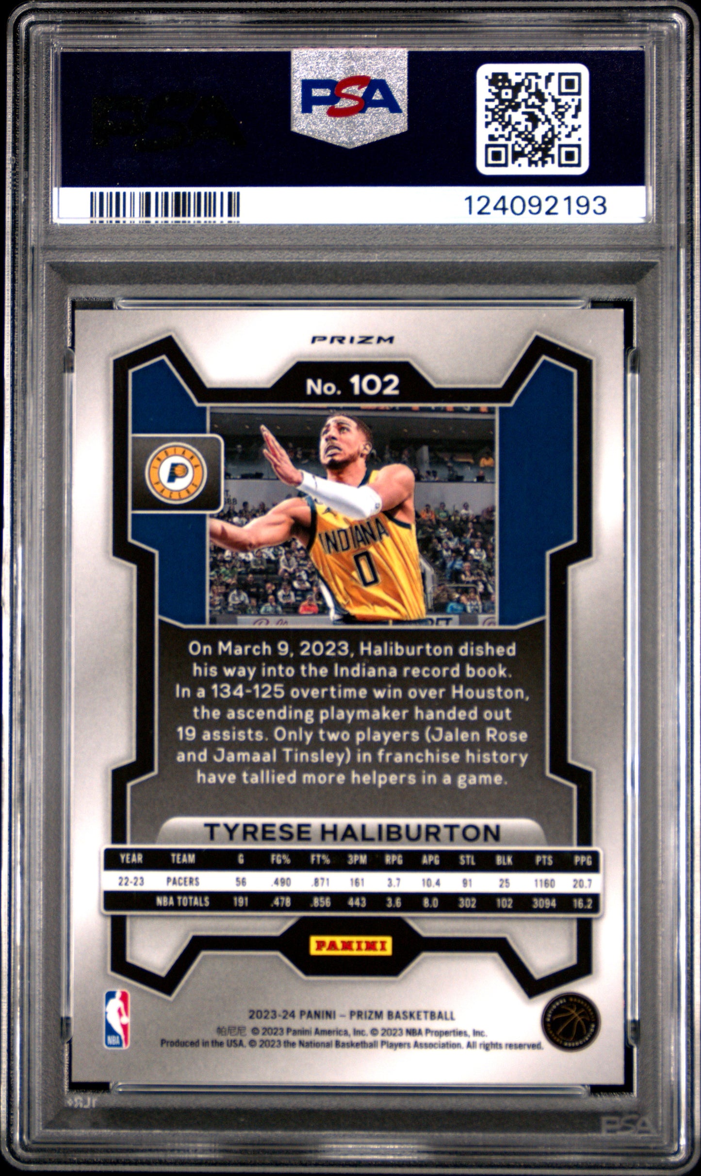 2023 Panini Prizm #102 Tyrese Haliburton King Snake PSA 10