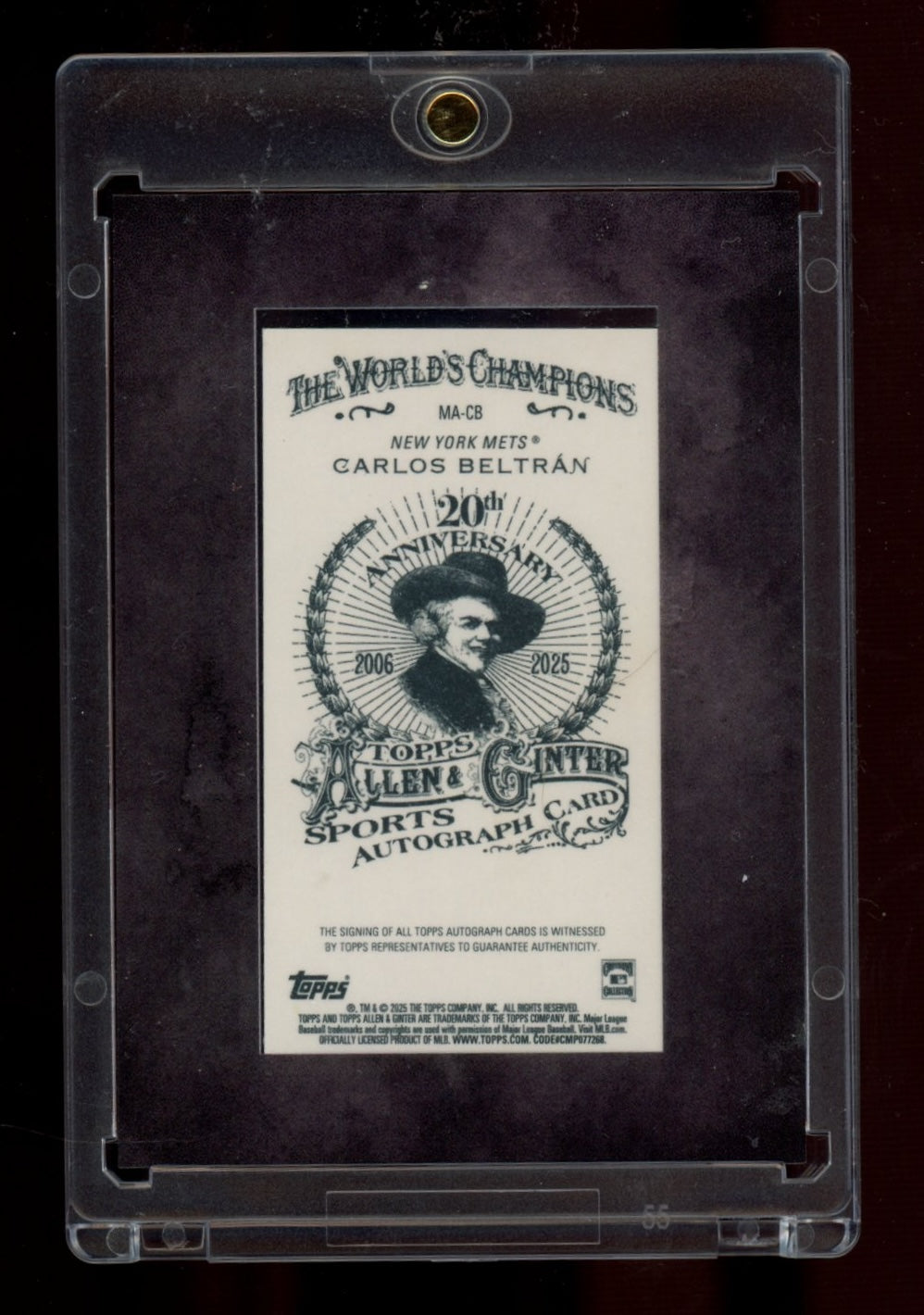 2025 Topps Allen & Ginter #MA-CB Carlos Beltrán Mini Auto Black Framed #/25