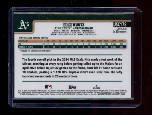 2025 Topps Chrome Update #USC178 Nick Kurtz Refractors