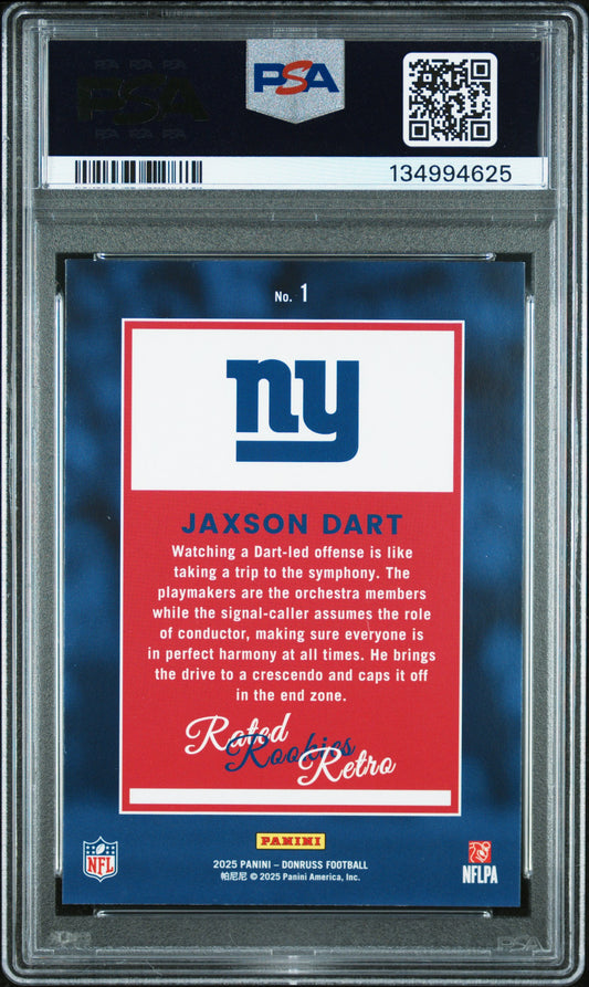 2025 Panini Donruss Rated Rookies Retro #1 Jaxson Dart PSA 9