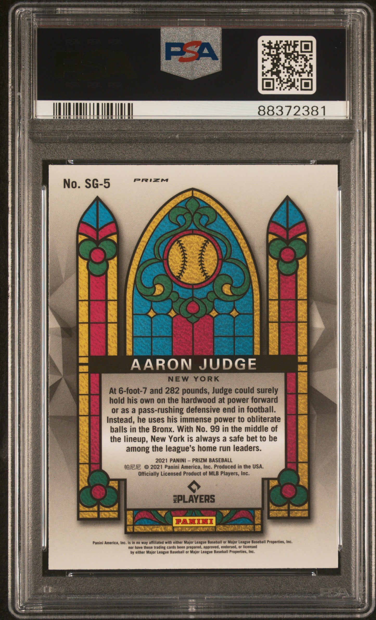 2021 Panini Prizm Stained Glass #SG-5 Aaron Judge RWB Prizm PSA 9
