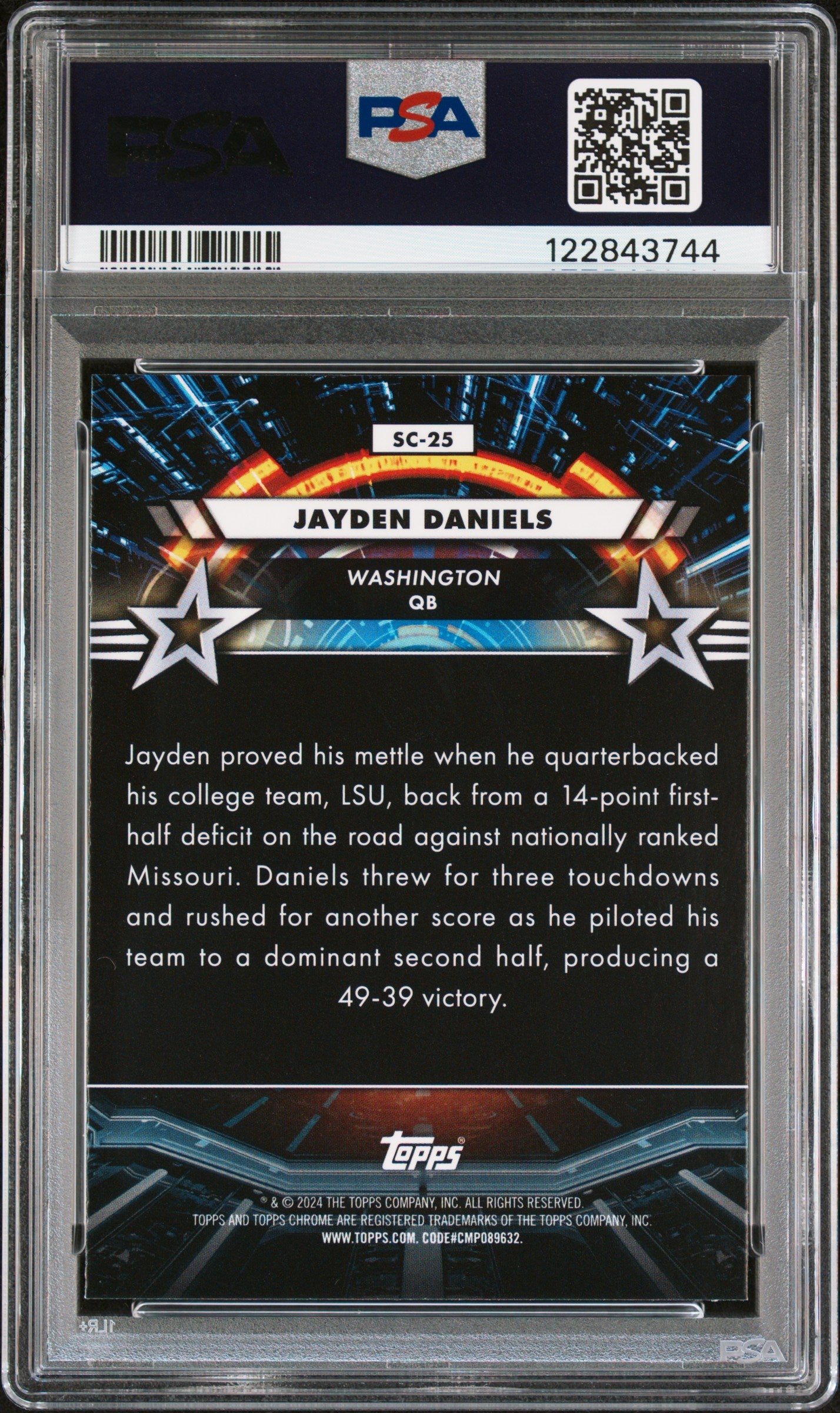 2024 Topps Cosmic Chrome Star Command #SC25 Jayden Daniels PSA 9