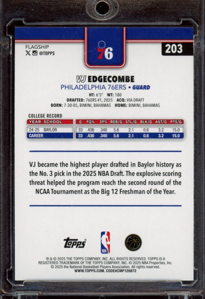 2025-26 Topps #203 VJ Edgecombe Victory SSP
