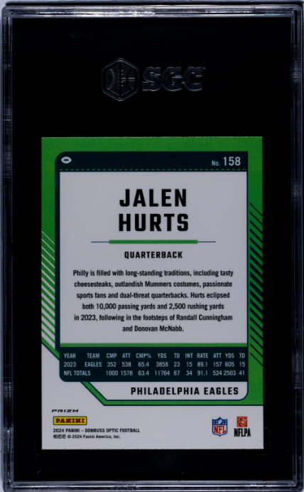 2024 Donruss Optic #158 Jalen Hurts Stars Prizm SGC 10