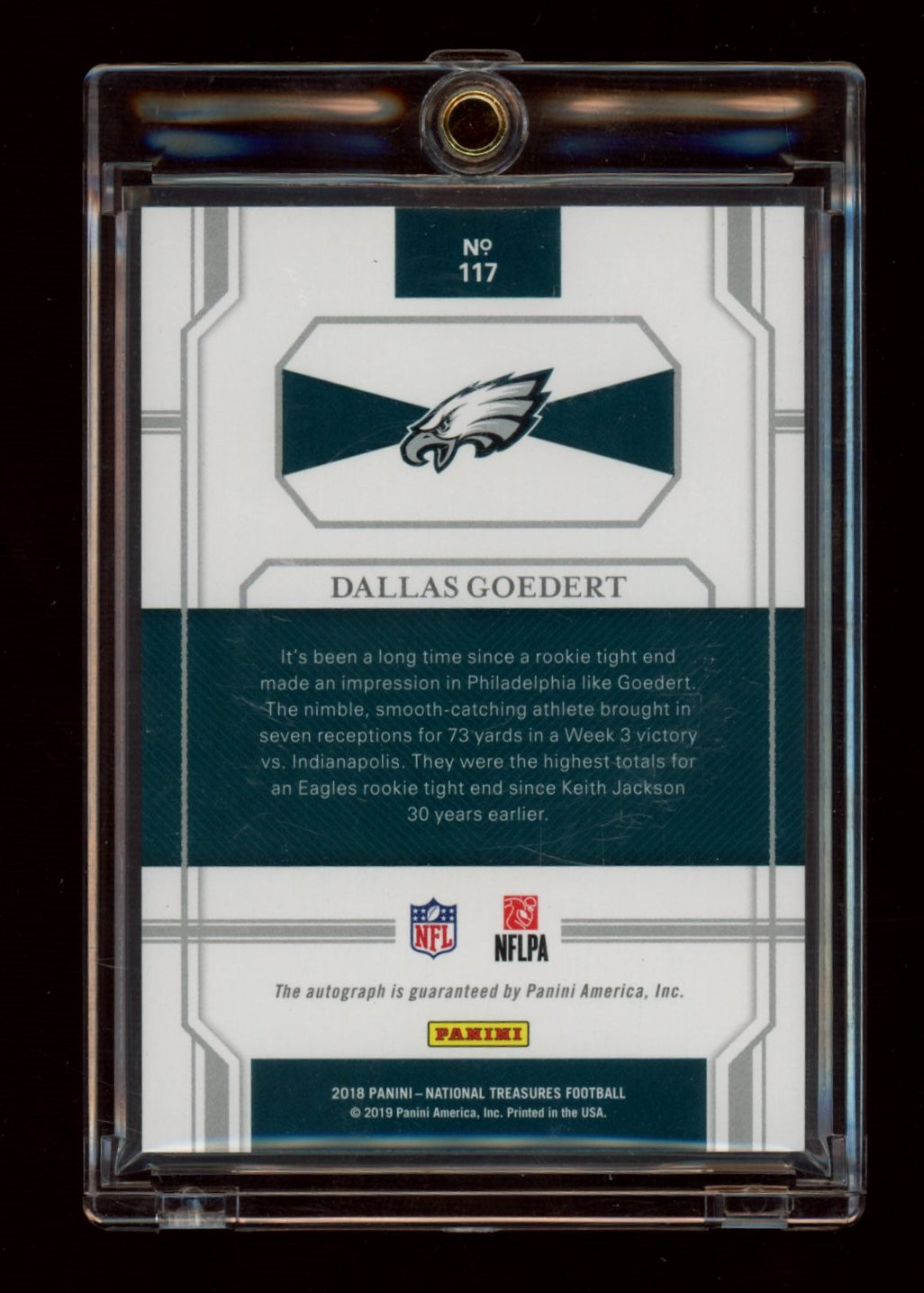 2018 Panini National Treasures #117 Dallas Goedert Gold #/49