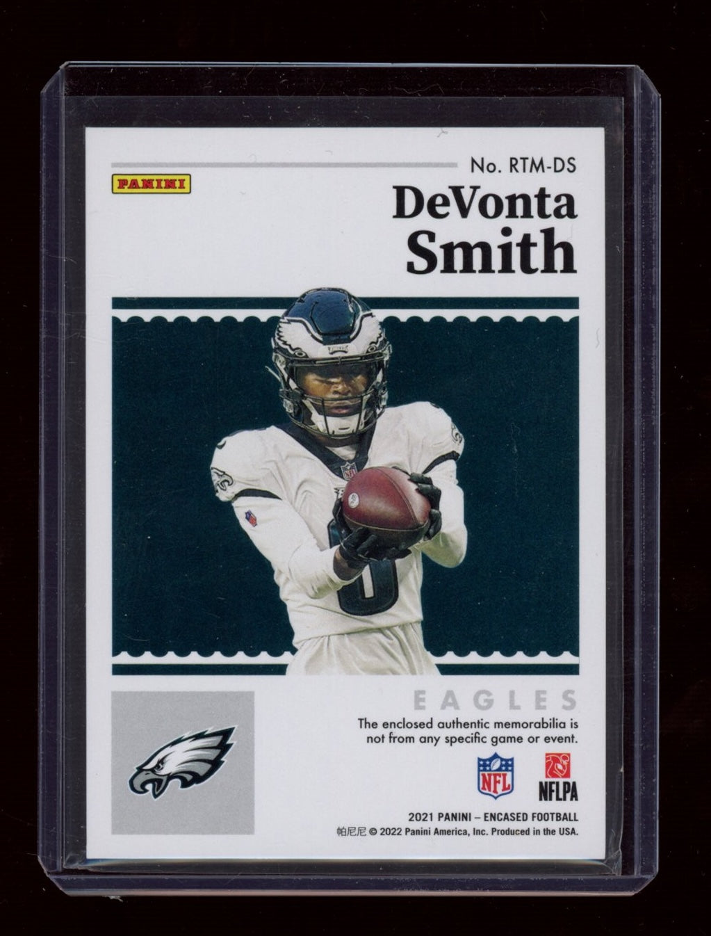 2021 Panini Encased #RTM-DS DeVonta Smith Rookie Quad Memorabilia Gold #/25
