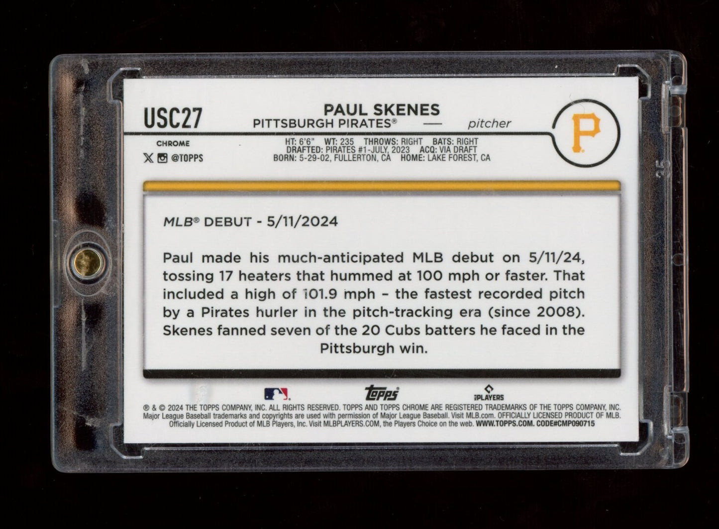 2024 Topps Chrome Update #USC27 Paul Skenes X-Fractors