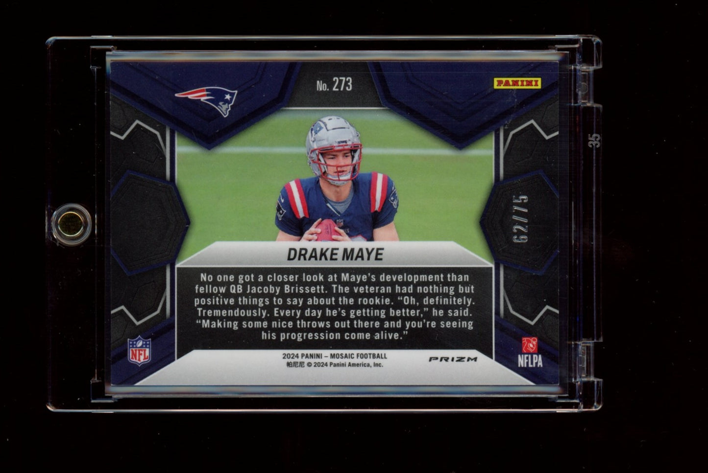 2024 Panini Mosaic #273 Drake Maye Mosaic No Huddle Blue #/75
