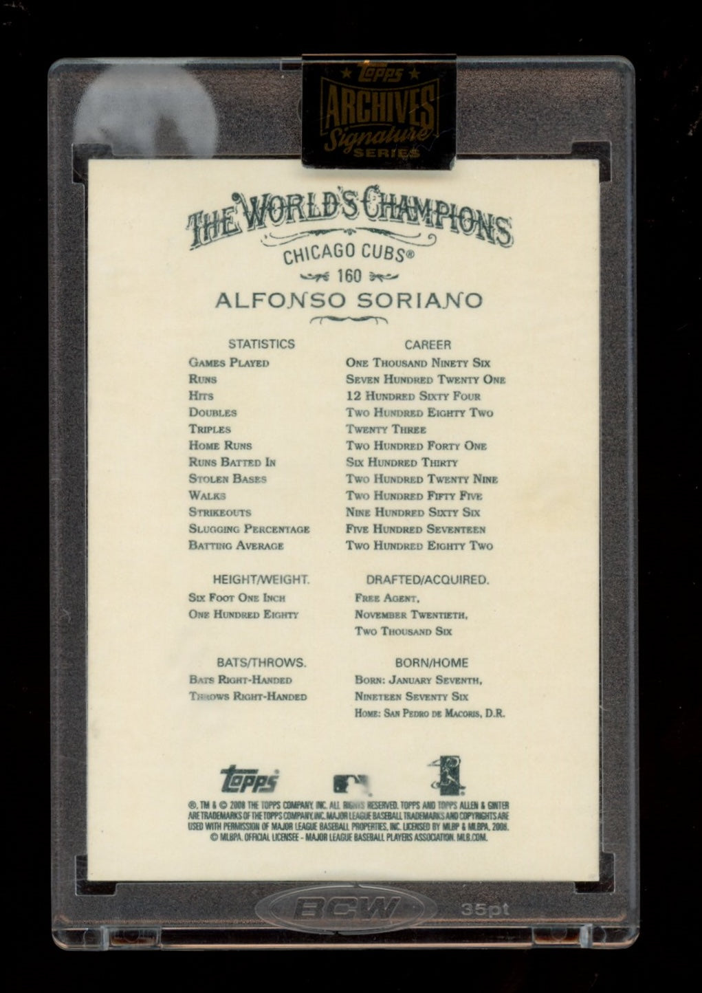 2021 Topps Archives Signature Series #160 Alfonso Soriano #/67