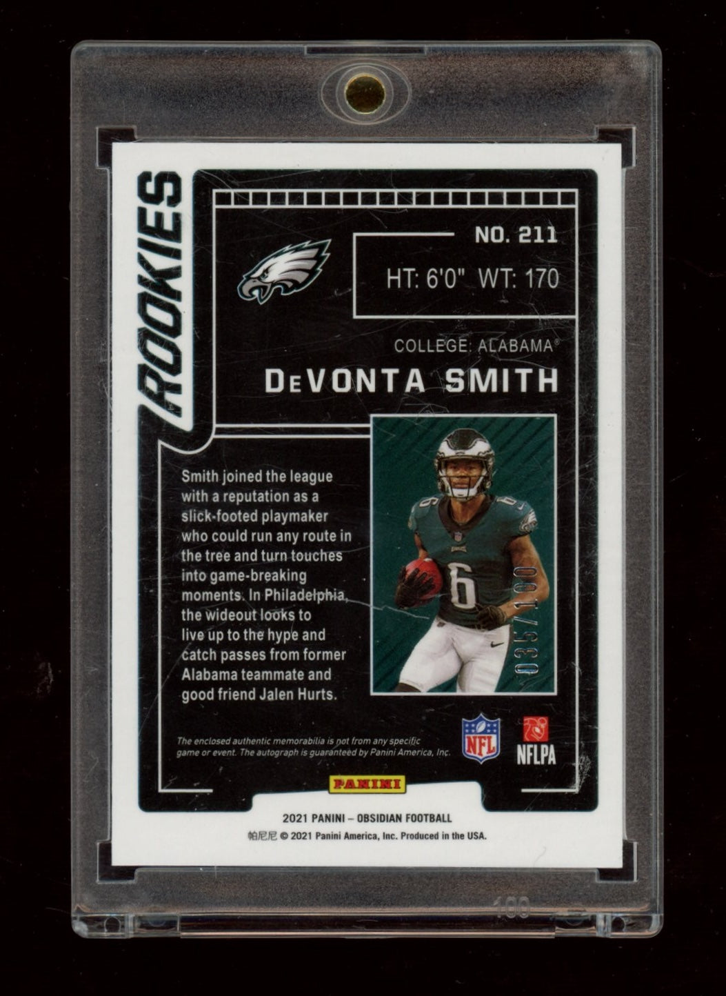2021 Panini Obsidian #211 DeVonta Smith #/100