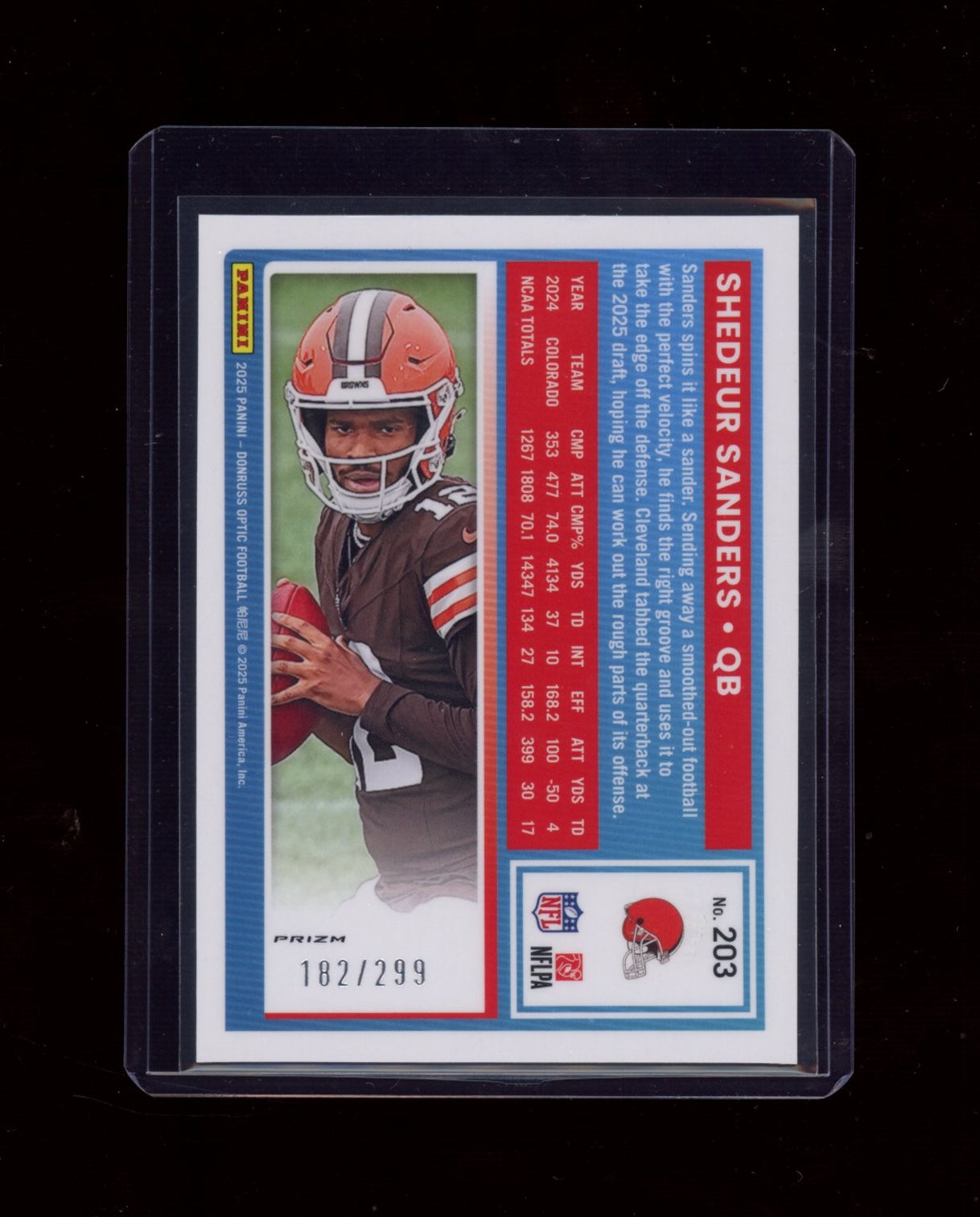 2025 Donruss Optic #203 Shedeur Sanders Orange #/299