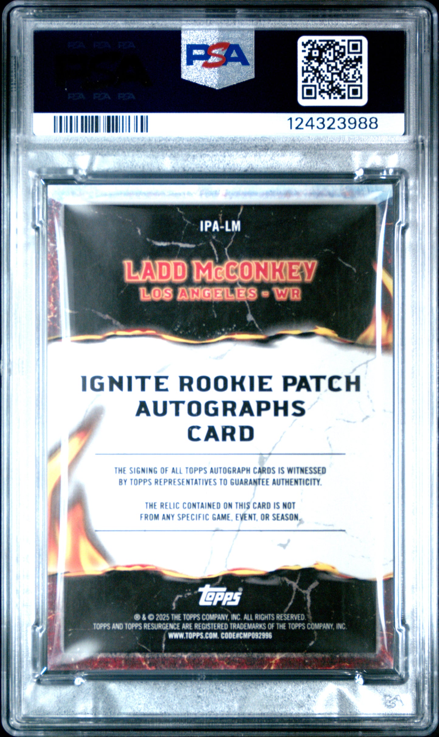 2024 Topps Resurgence Ignite RPA #IPALM Ladd Mcconkey /75 PSA 9